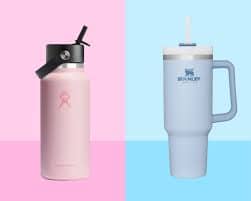 Stanley and Hydro Flask bottles side by side