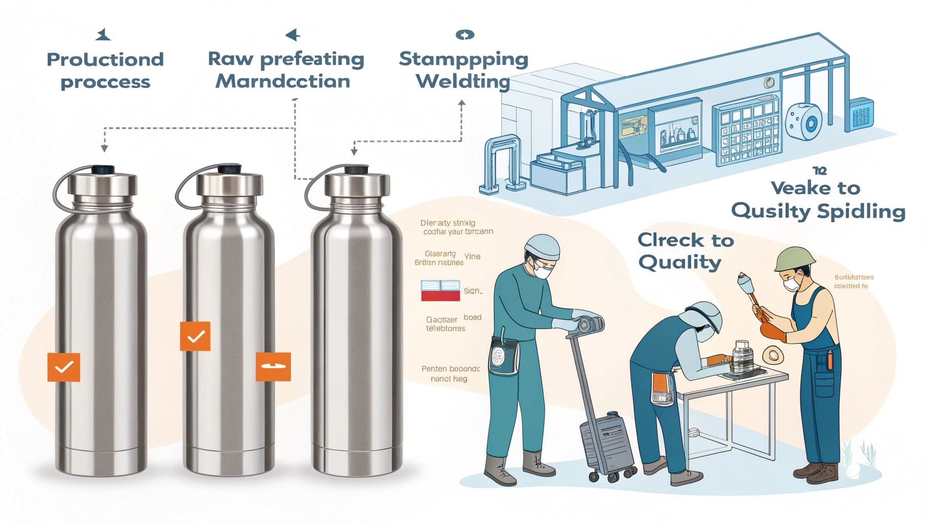 A comparison for stainless steel water bottle production.