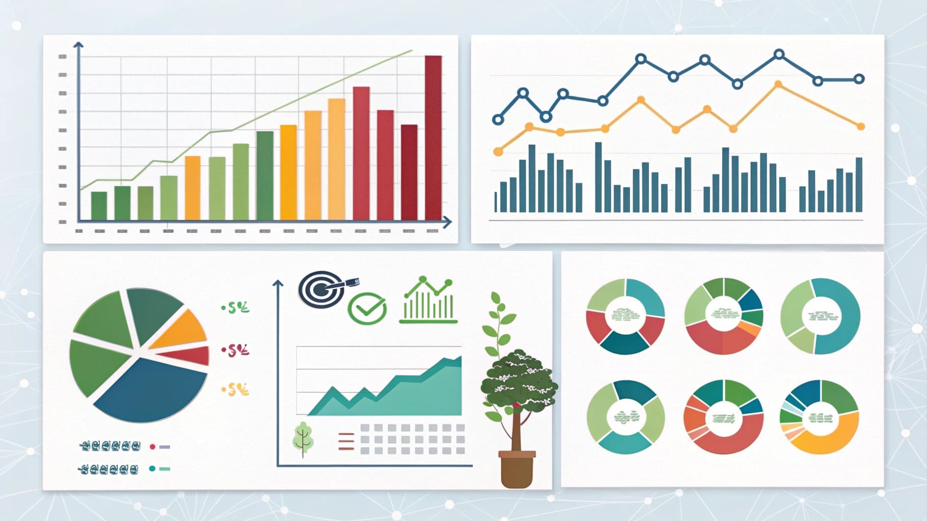 Graphs and charts displaying metrics of sustainable gift impacts on brands.