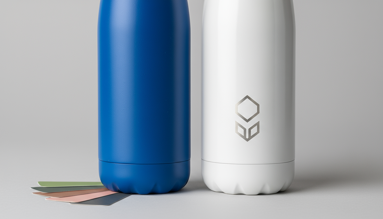 Powder coated and ceramic coated stainless steel water bottles comparison.