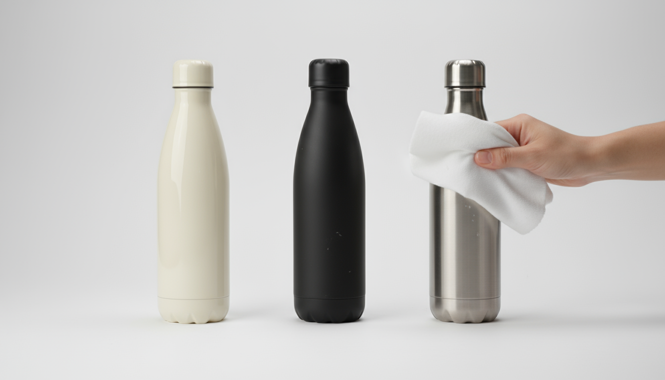 Stainless steel water bottle finishes: ceramic, powder, uncoated maintenance.