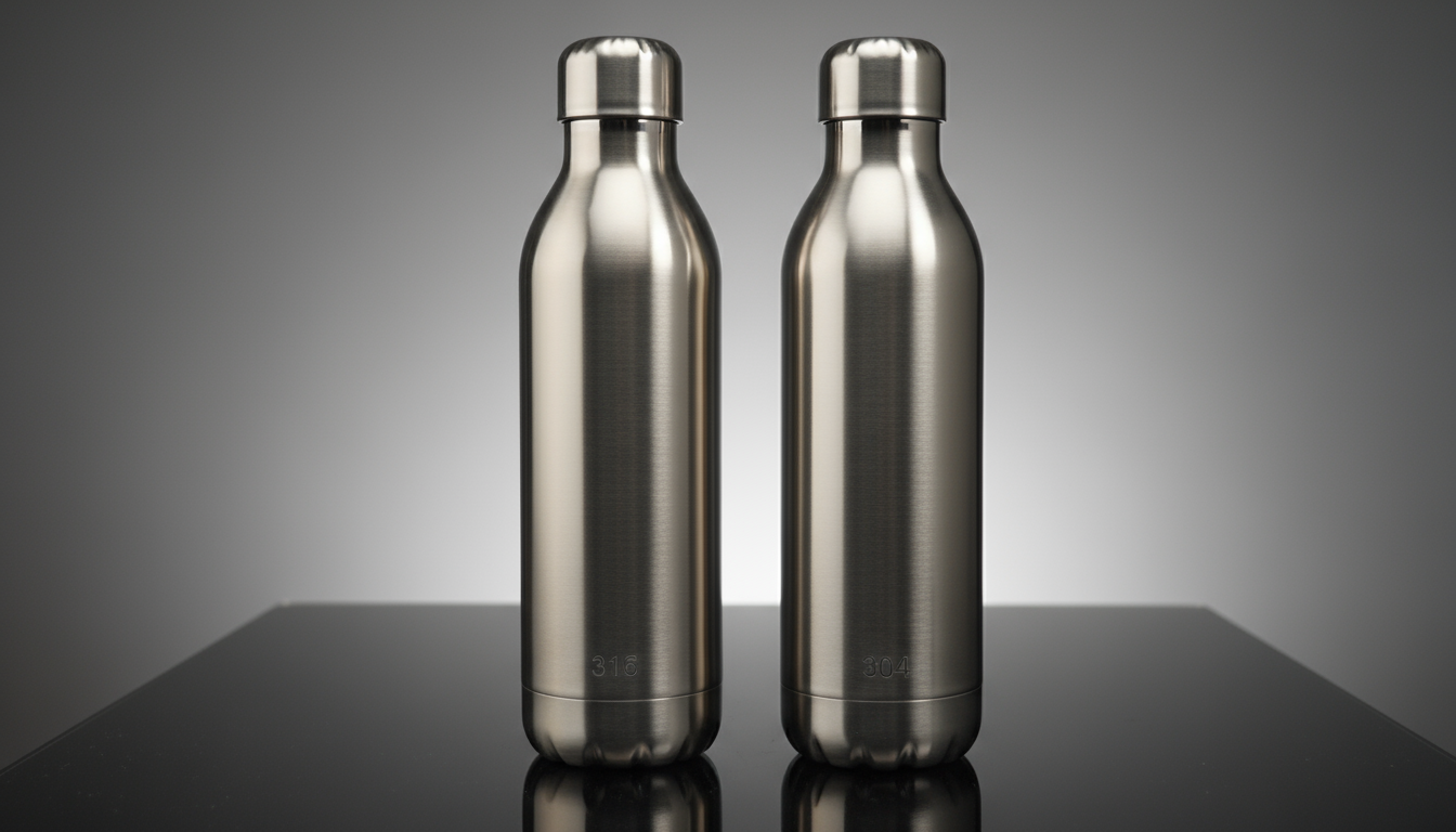 Premium 316 vs 304 stainless steel water bottle comparison.