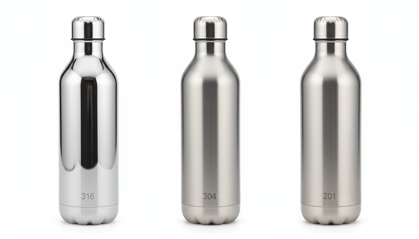 Comparison of 316, 304, 201 stainless steel water bottle corrosion resistance.