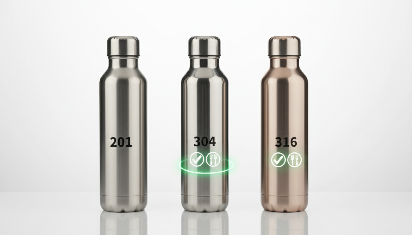 Premium stainless steel water bottle grades 201, 304, 316 for B2B food safety.