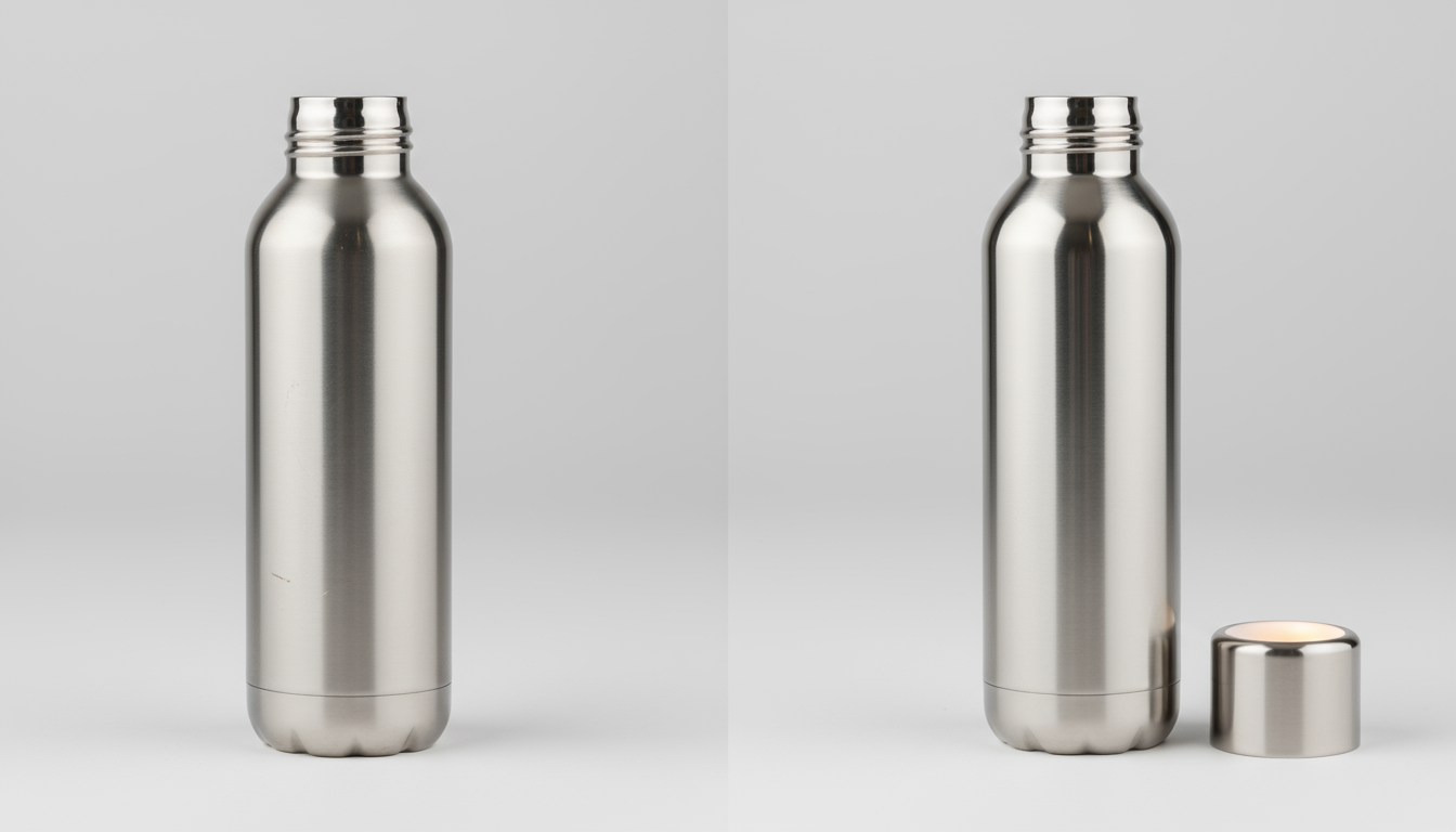 Premium ceramic-lined stainless steel water bottle vs. traditional, showcasing durability.