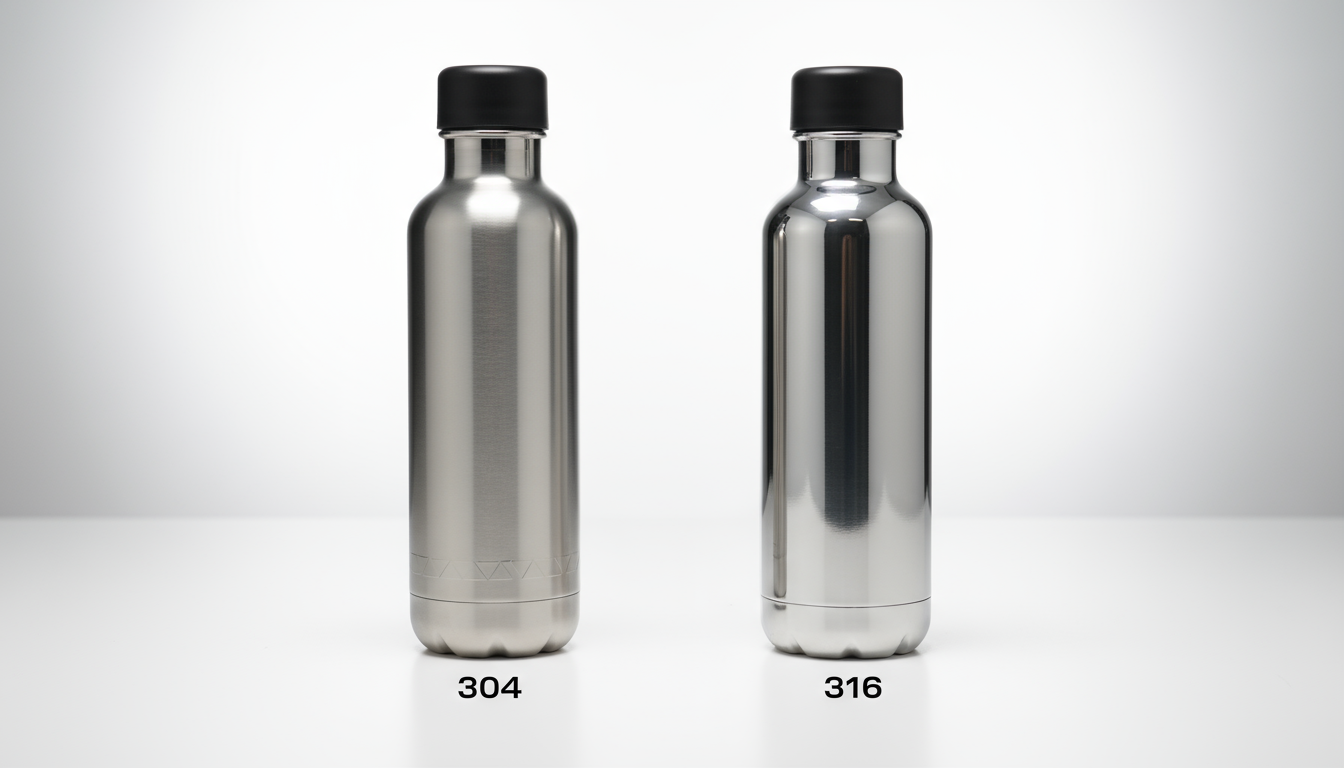 Premium 304 and 316 stainless steel water bottle comparison for B2B buyers.
