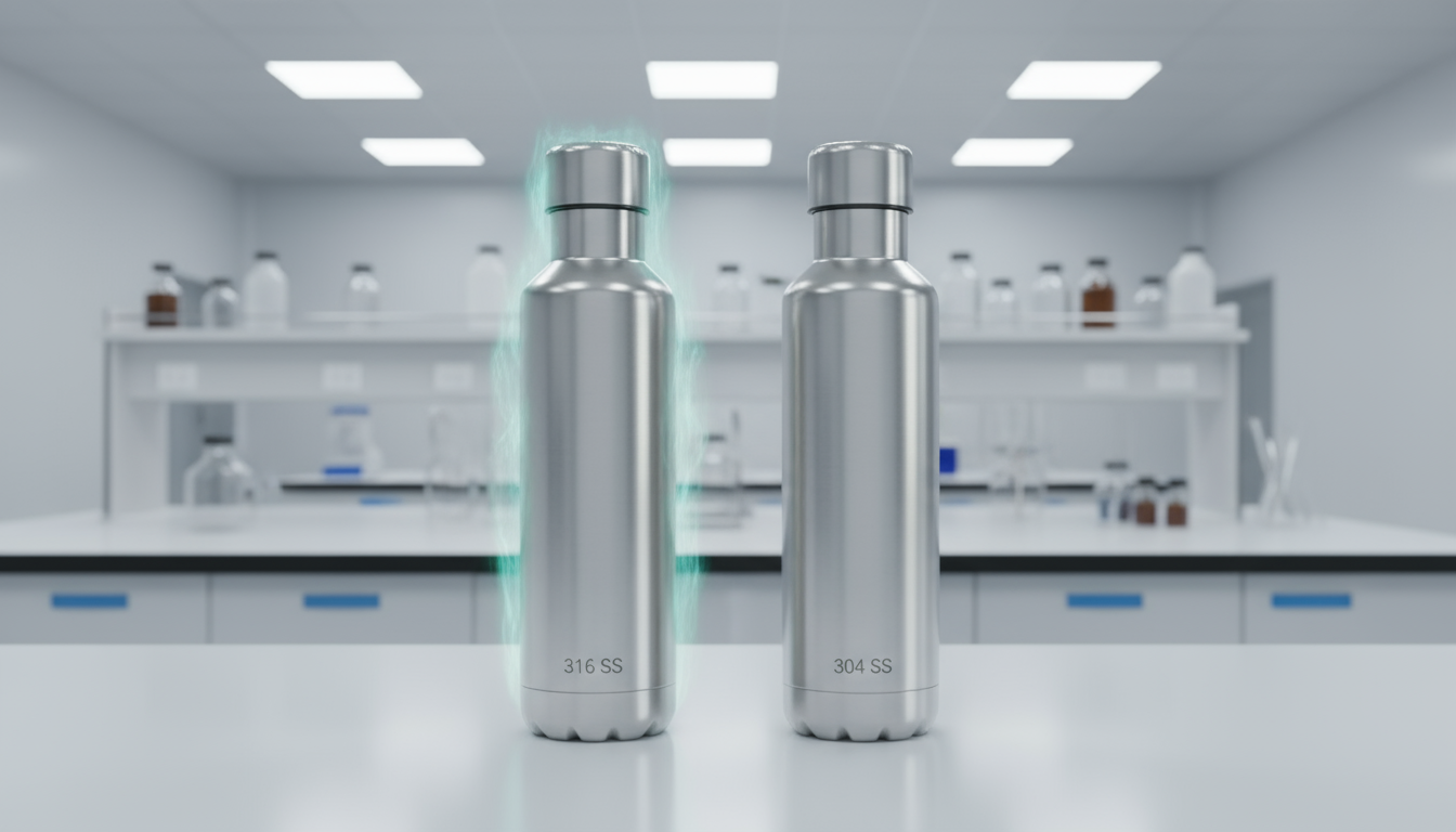 316 vs 304 stainless steel water bottle comparison highlighting corrosion resistance for B2B buyers.