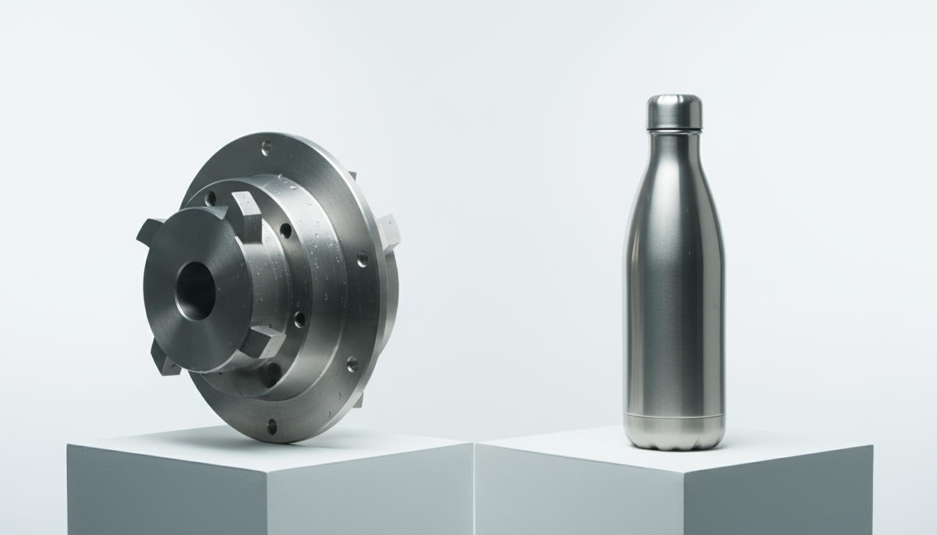 17-4 PH industrial component vs. consumer stainless steel water bottle.
