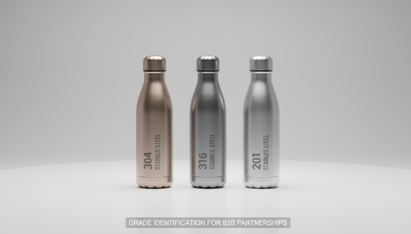 Premium stainless steel water bottles: 304, 316, 201 grades comparison.