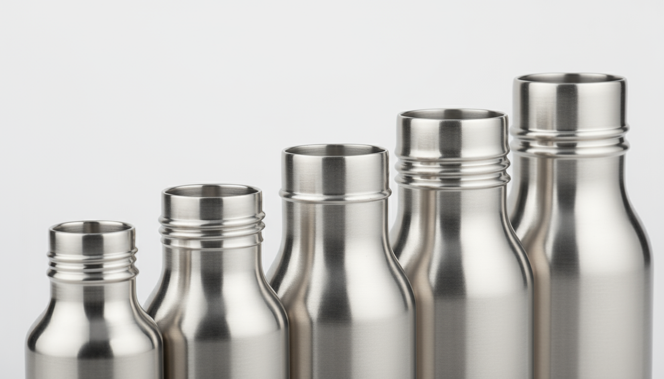 Various stainless steel water bottle thread sizes for B2B compatibility and manufacturing.
