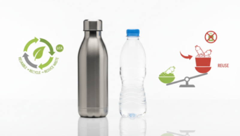 Eco-Friendly Bottle Comparison Stainless steel water bottle vs. plastic, eco-friendliness and life cycle assessment.